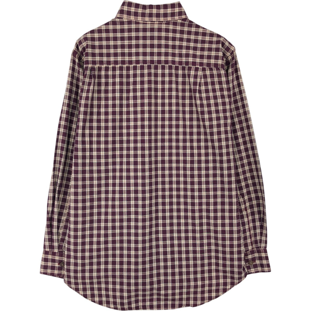 90'S LL Bean Long-Sleeve Cotton Check Shirt, Made in USA, Men's Size M (Equivalent), Vintage cotton bordeaux Vintage Second Hand