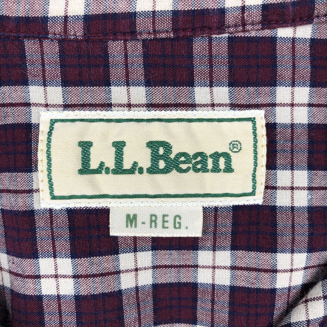 90'S LL Bean Long-Sleeve Cotton Check Shirt, Made in USA, Men's Size M (Equivalent), Vintage cotton bordeaux Vintage Second Hand