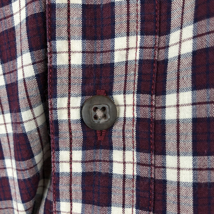 90'S LL Bean Long-Sleeve Cotton Check Shirt, Made in USA, Men's Size M (Equivalent), Vintage cotton bordeaux Vintage Second Hand