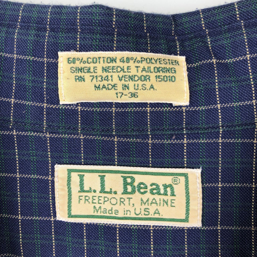 ~90'S LLBean Long-Sleeve Button-Down Check Shirt, Made in USA, Men's XL Equivalent, Vintage cotton blue type Vintage Second Hand