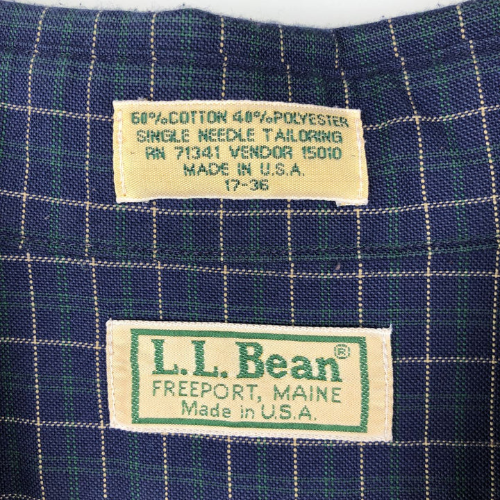~90'S LLBean Long-Sleeve Button-Down Check Shirt, Made in USA, Men's XL Equivalent, Vintage cotton blue type Vintage Second Hand