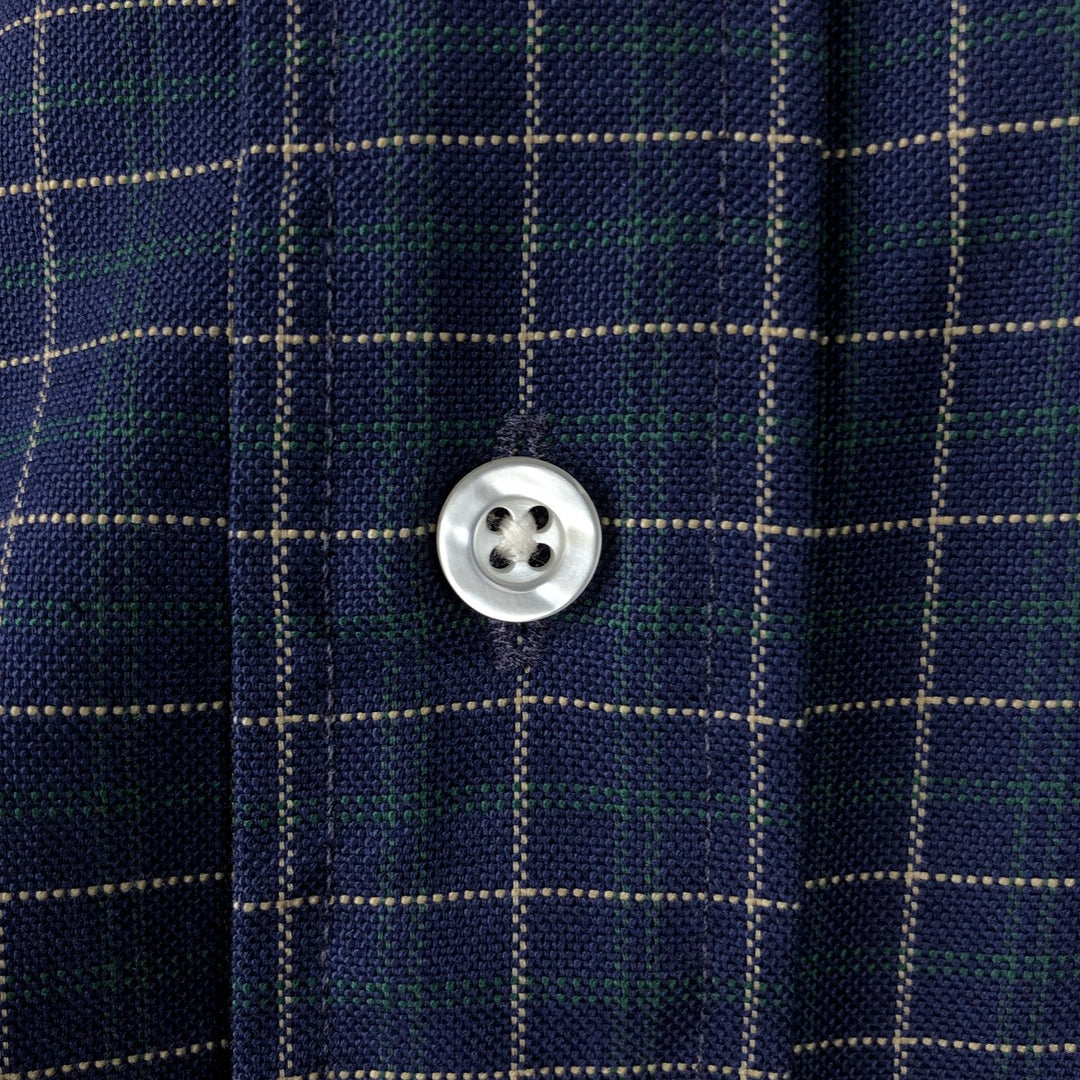 ~90'S LLBean Long-Sleeve Button-Down Check Shirt, Made in USA, Men's XL Equivalent, Vintage cotton blue type Vintage Second Hand