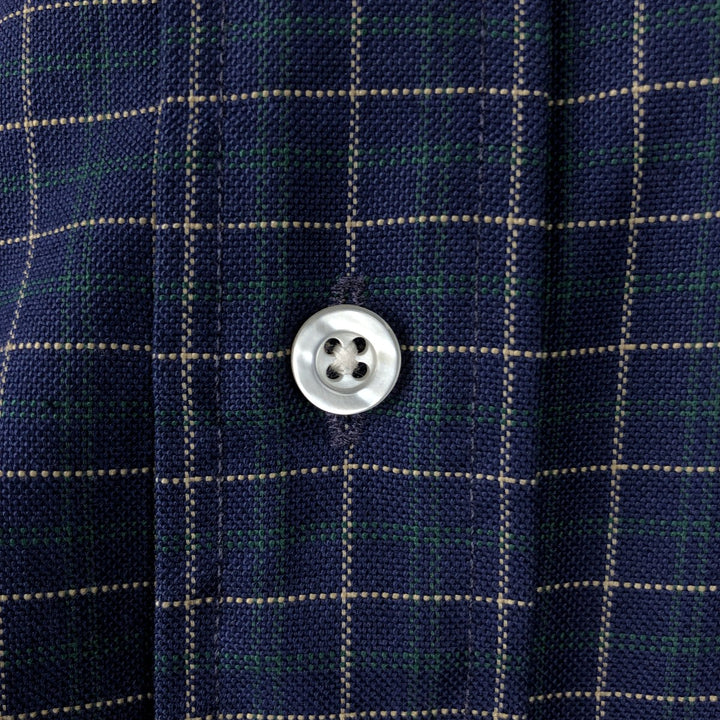 ~90'S LLBean Long-Sleeve Button-Down Check Shirt, Made in USA, Men's XL Equivalent, Vintage cotton blue type Vintage Second Hand