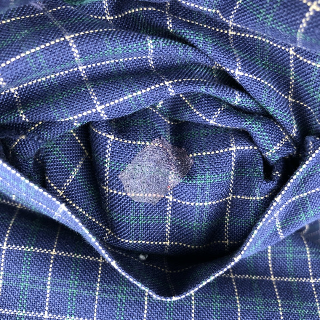 ~90'S LLBean Long-Sleeve Button-Down Check Shirt, Made in USA, Men's XL Equivalent, Vintage cotton blue type Vintage Second Hand