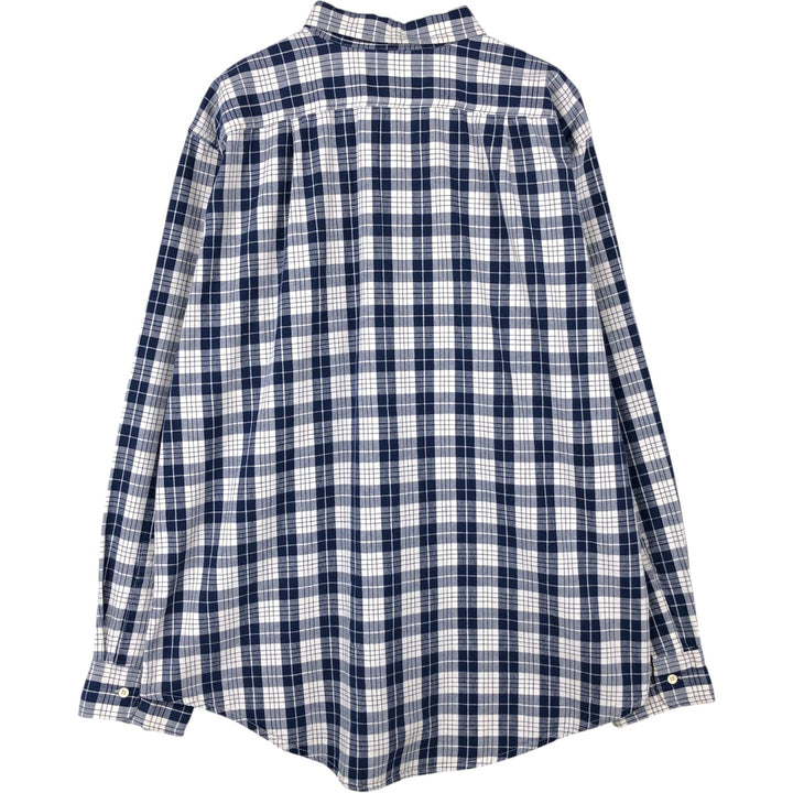 90'S LLBean Long-Sleeve Cotton Check Shirt, Made in USA, Men's XL (approx.), Vintage cotton blue type Vintage Second Hand