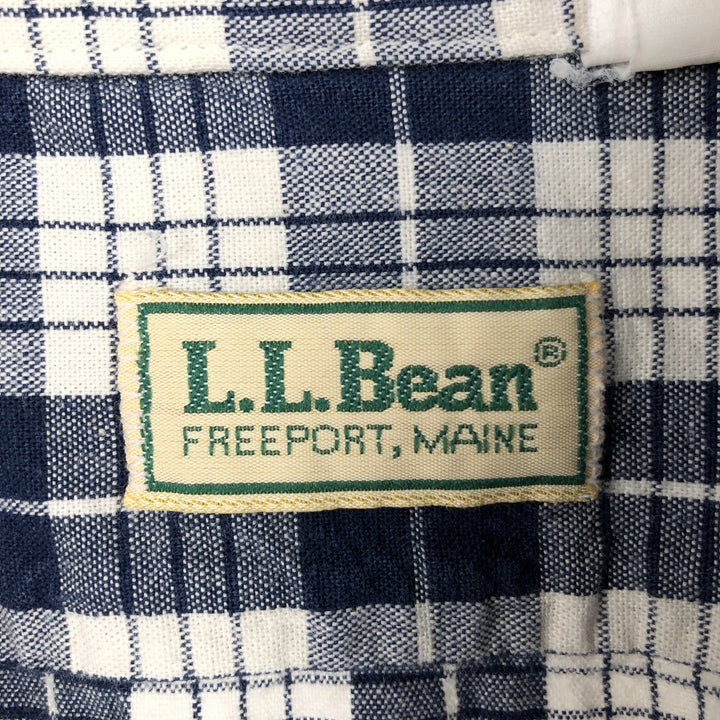 90'S LLBean Long-Sleeve Cotton Check Shirt, Made in USA, Men's XL (approx.), Vintage cotton blue type Vintage Second Hand