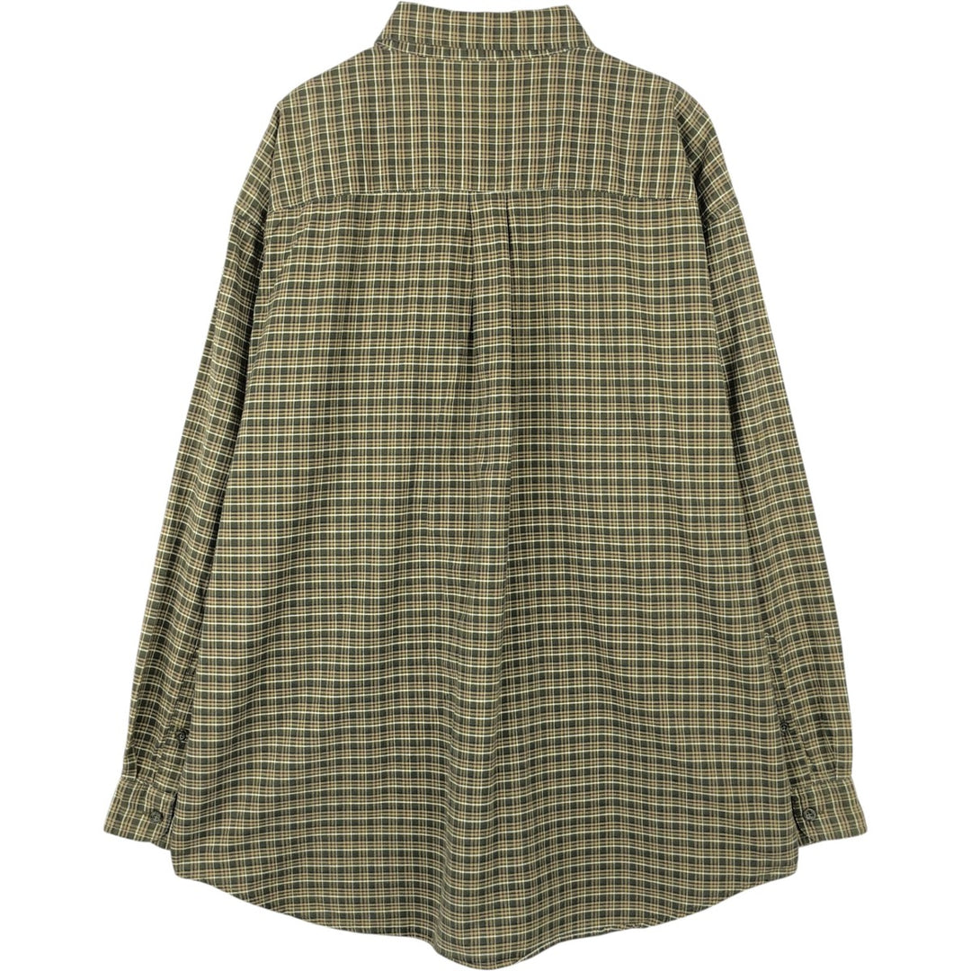 Vintage LLBean long-sleeved button-down check shirt from the 1990s, men's size XL. cotton Green type dark green Vintage Second Hand