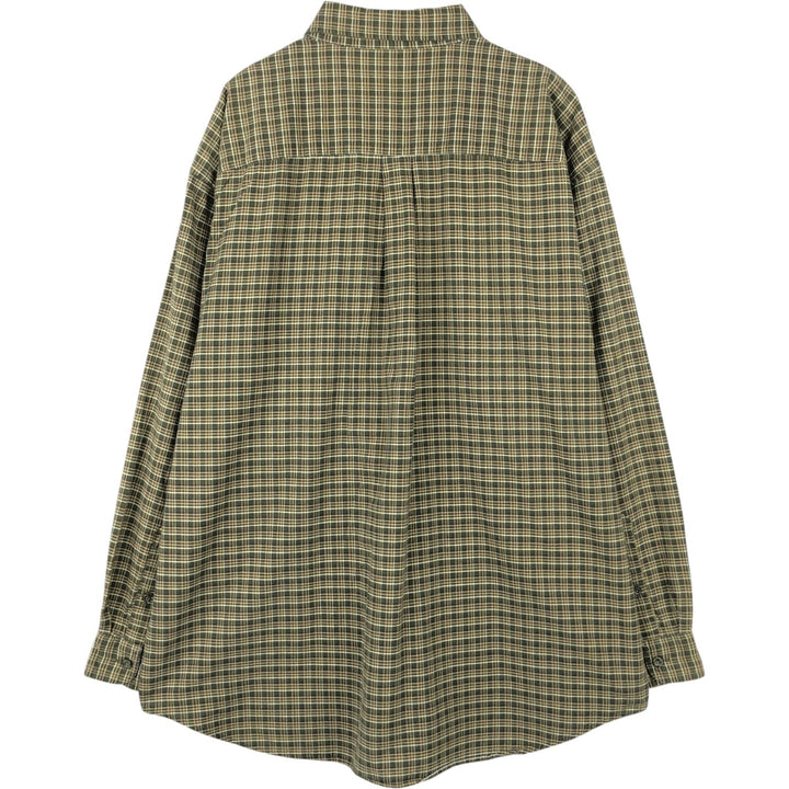 Vintage LLBean long-sleeved button-down check shirt from the 1990s, men's size XL. cotton Green type dark green Vintage Second Hand