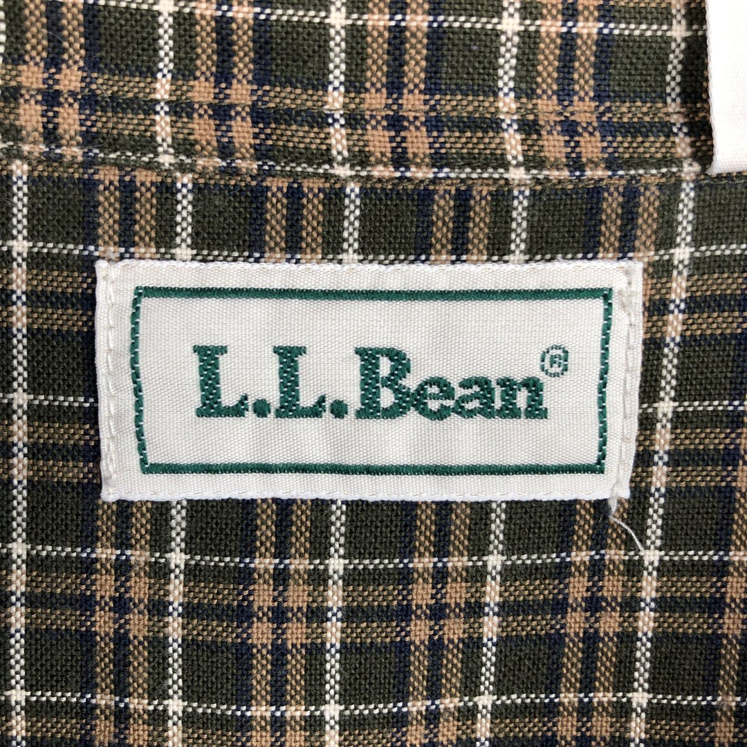 Vintage LLBean long-sleeved button-down check shirt from the 1990s, men's size XL. cotton Green type dark green Vintage Second Hand