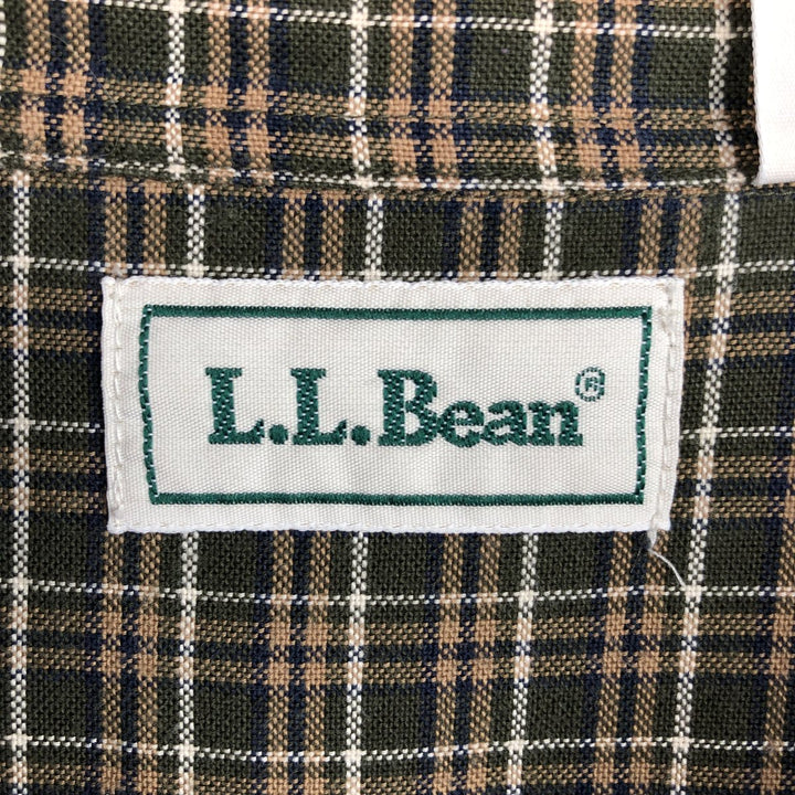 Vintage LLBean long-sleeved button-down check shirt from the 1990s, men's size XL. cotton Green type dark green Vintage Second Hand