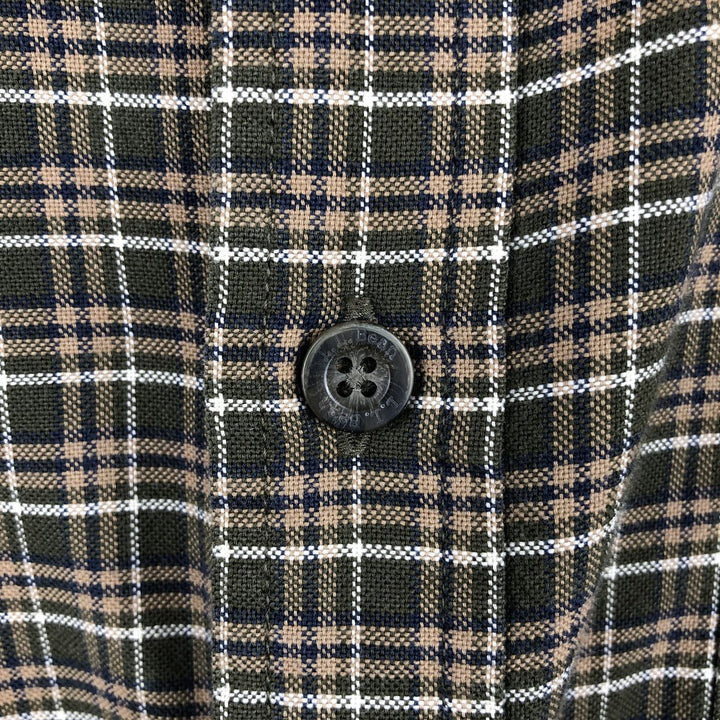 Vintage LLBean long-sleeved button-down check shirt from the 1990s, men's size XL. cotton Green type dark green Vintage Second Hand