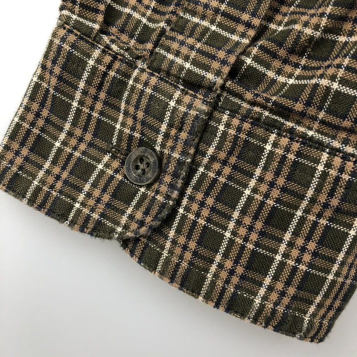 Vintage LLBean long-sleeved button-down check shirt from the 1990s, men's size XL. cotton Green type dark green Vintage Second Hand