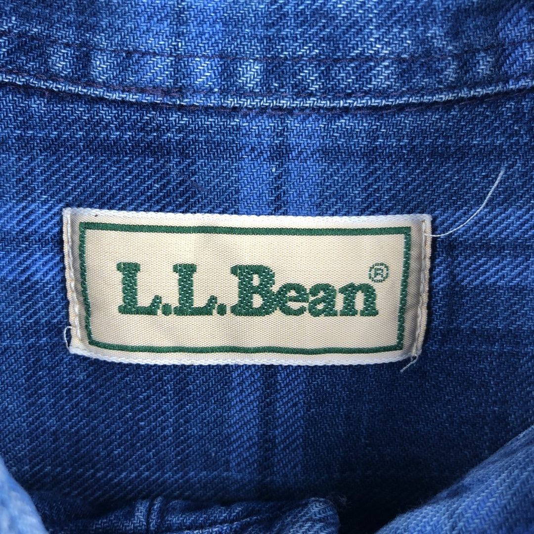 1990'S LLBean Long Sleeve Button-Down Light Flannel Check Shirt, Men's XL, Vintage cotton blue type Vintage Second Hand