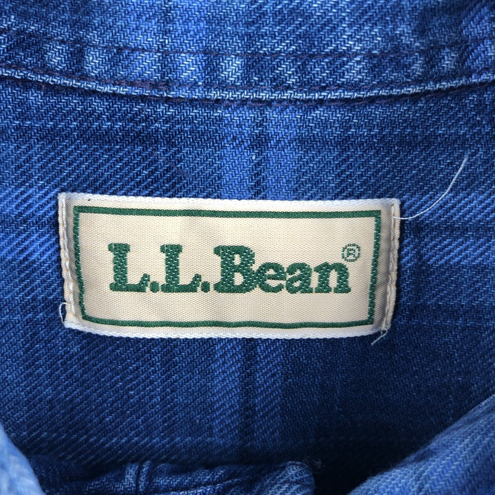1990'S LLBean Long Sleeve Button-Down Light Flannel Check Shirt, Men's XL, Vintage cotton blue type Vintage Second Hand