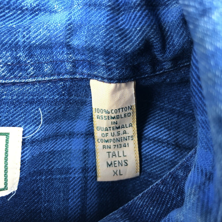 1990'S LLBean Long Sleeve Button-Down Light Flannel Check Shirt, Men's XL, Vintage cotton blue type Vintage Second Hand