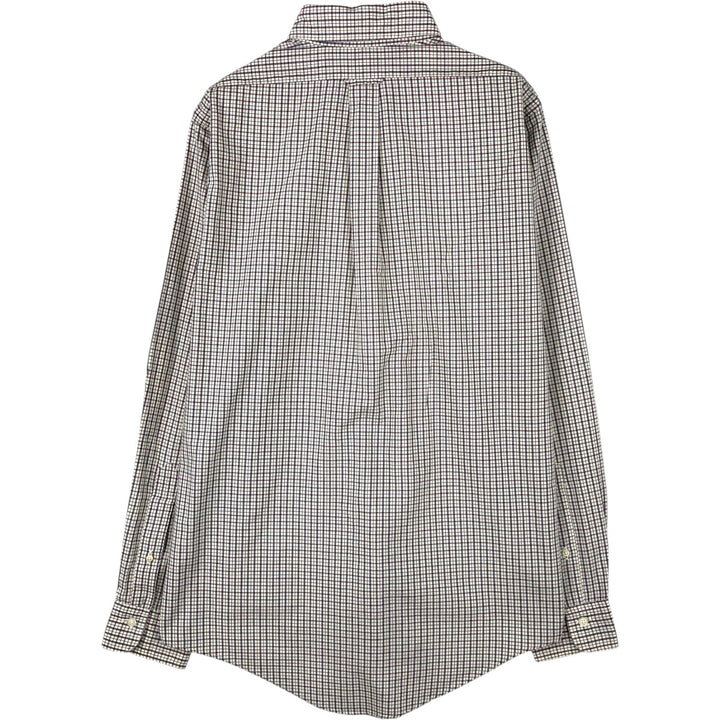 Brooks Brothers Est.1818 Long-Sleeve Button-Down Check Shirt, Made in USA, Men's Size M (approx.) cotton Beige type Vintage Second Hand