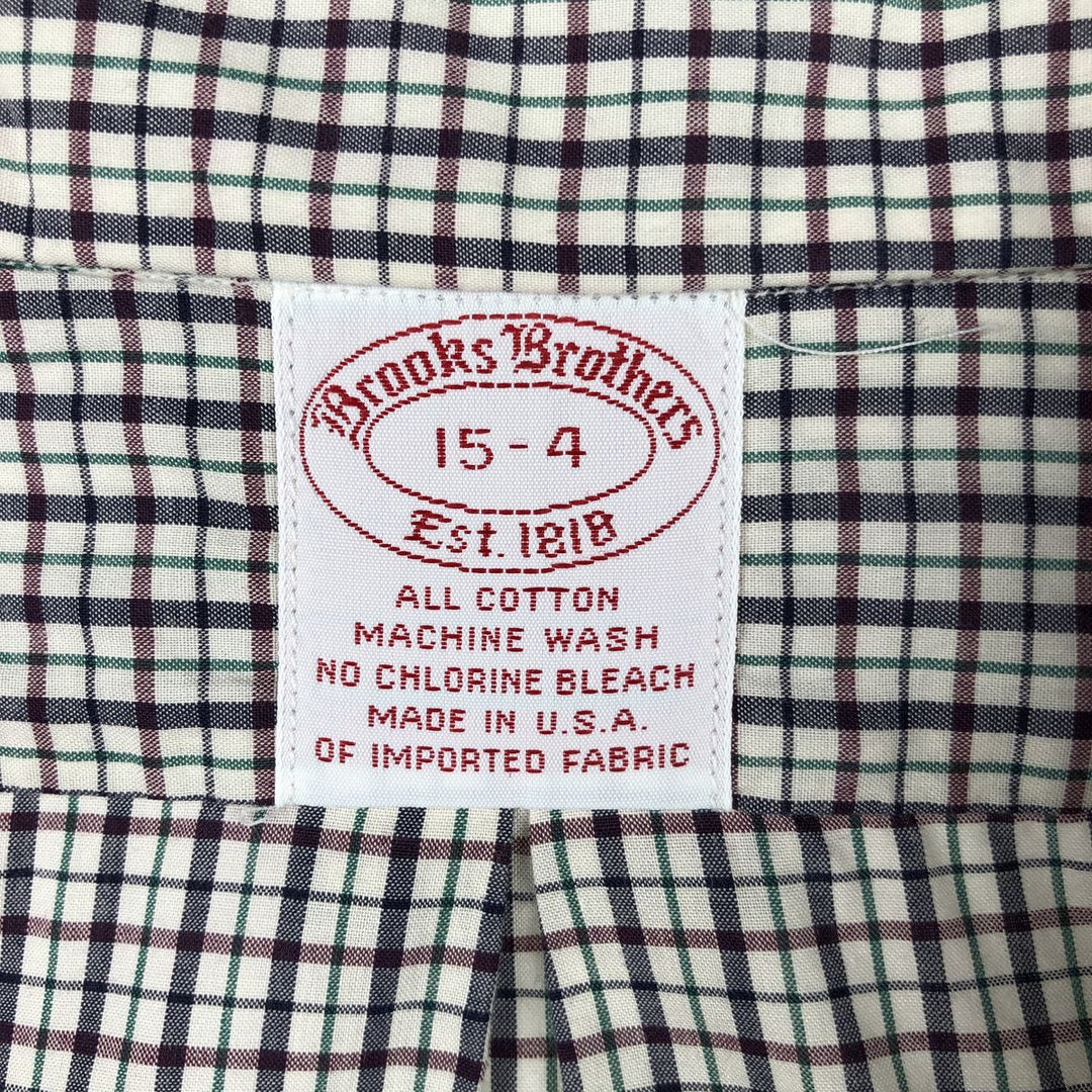 Brooks Brothers Est.1818 Long-Sleeve Button-Down Check Shirt, Made in USA, Men's Size M (approx.) cotton Beige type Vintage Second Hand