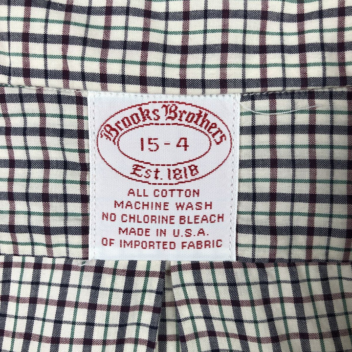 Brooks Brothers Est.1818 Long-Sleeve Button-Down Check Shirt, Made in USA, Men's Size M (approx.) cotton Beige type Vintage Second Hand