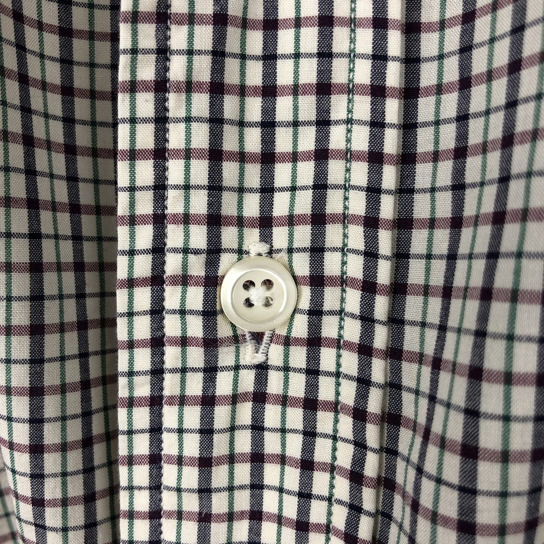 Brooks Brothers Est.1818 Long-Sleeve Button-Down Check Shirt, Made in USA, Men's Size M (approx.) cotton Beige type Vintage Second Hand