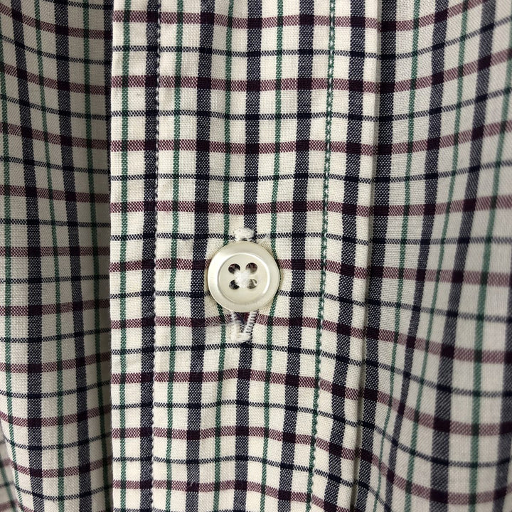Brooks Brothers Est.1818 Long-Sleeve Button-Down Check Shirt, Made in USA, Men's Size M (approx.) cotton Beige type Vintage Second Hand