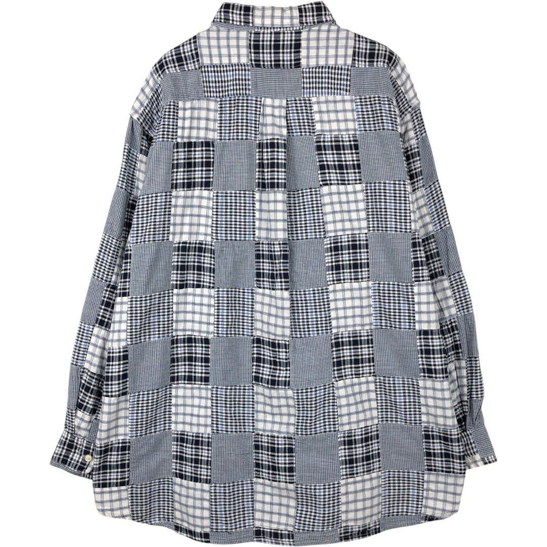 Brooks Brothers SPORT Long-Sleeve Patchwork Button-Down Check Shirt, Size XL (Men's XL equivalent) cotton blue type Vintage Second Hand