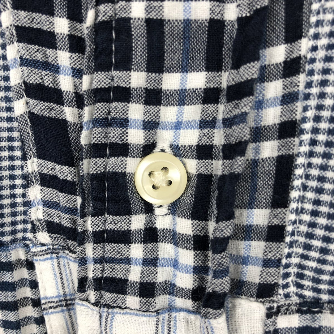 Brooks Brothers SPORT Long-Sleeve Patchwork Button-Down Check Shirt, Size XL (Men's XL equivalent) cotton blue type Vintage Second Hand