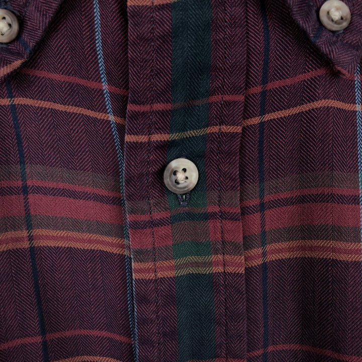 Brooks Brothers Est.1818 Long-Sleeve Button-Down Check Shirt, Made in USA, Men's Size XL (approx.) cotton wine-red Vintage Second Hand