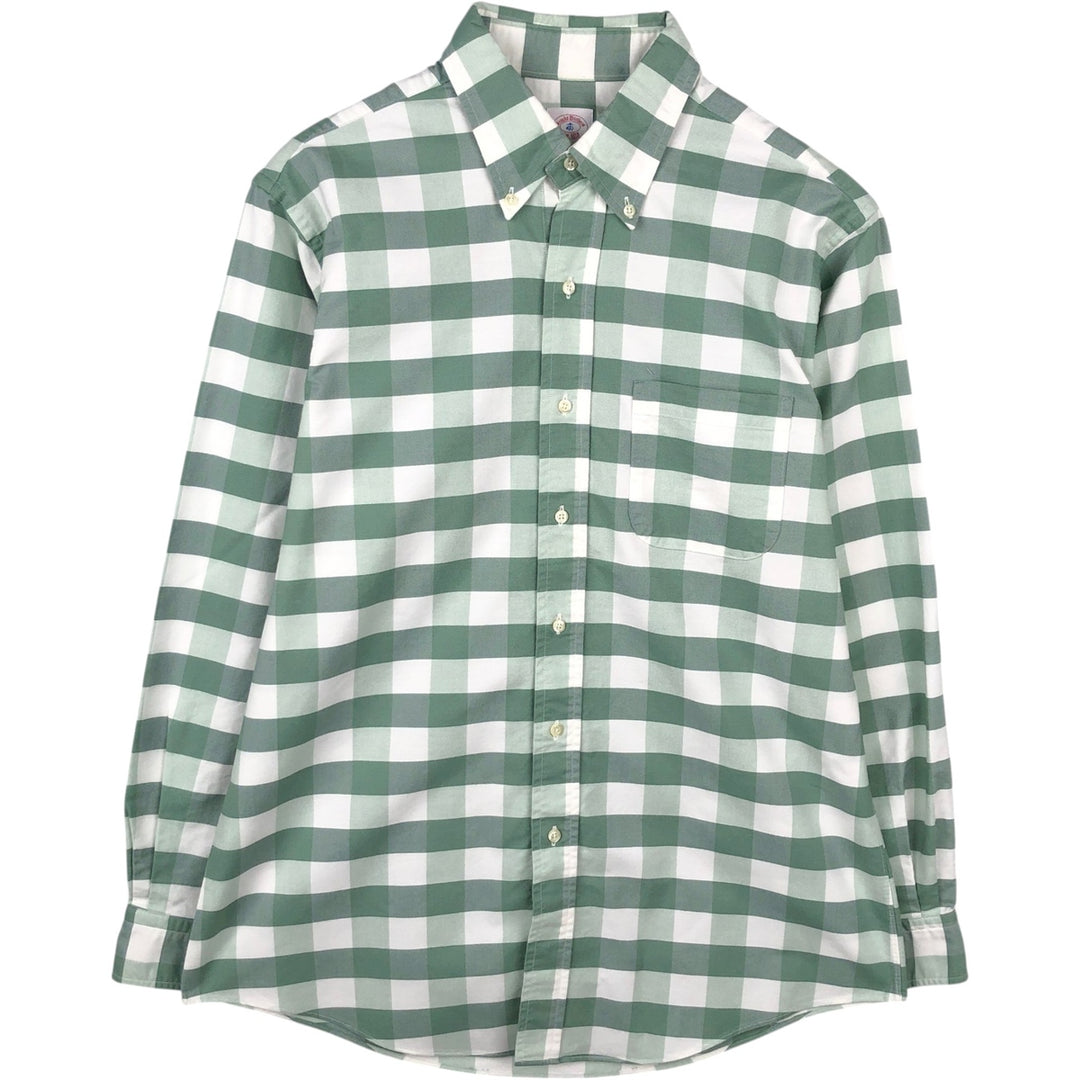 Brooks Brothers Est.1818 Long Sleeve Button-Down Check Shirt Made in USA Men's Size L cotton green type Vintage Second Hand