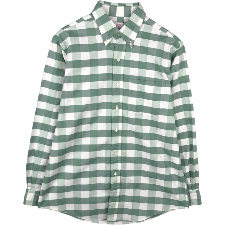 Brooks Brothers Est.1818 Long Sleeve Button-Down Check Shirt Made in USA Men's Size L cotton green type Vintage Second Hand