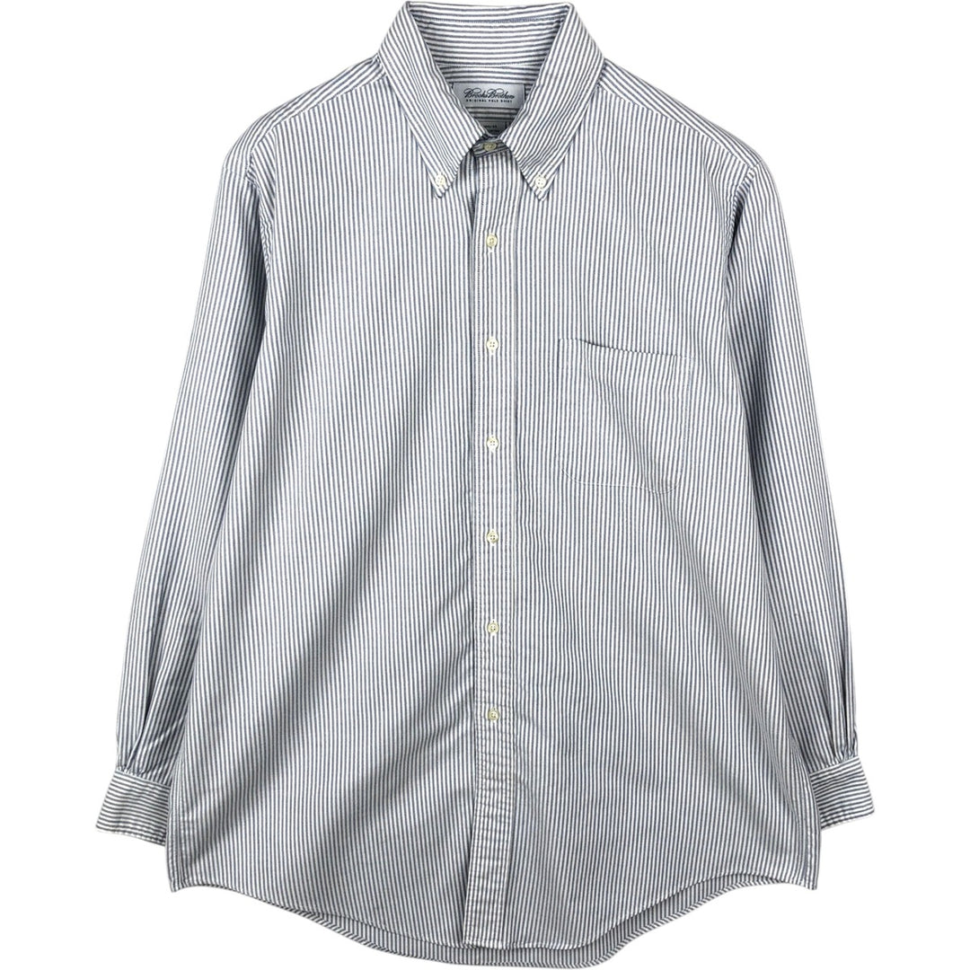 Brooks Brothers Long Sleeve Button-Down Striped Shirt Made in USA Men's Size L cotton blue type Vintage Second Hand