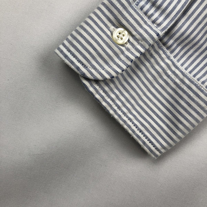Brooks Brothers Long Sleeve Button-Down Striped Shirt Made in USA Men's Size L cotton blue type Vintage Second Hand