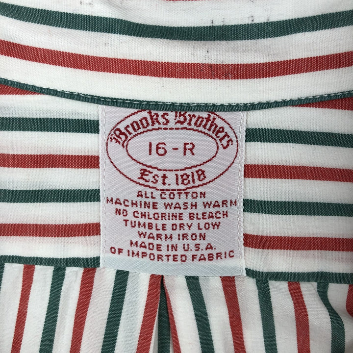 80s-90'S Brooks Brothers Est.1818 Long Sleeve Button-Down Striped Shirt Made in USA Men's Size L Vintage cotton red type reddish brown Vintage Second Hand