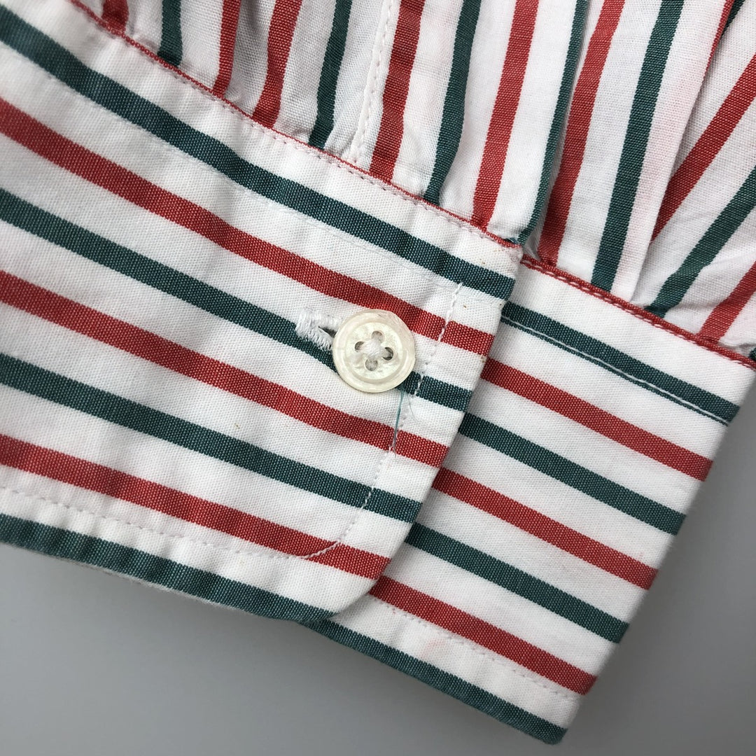 80s-90'S Brooks Brothers Est.1818 Long Sleeve Button-Down Striped Shirt Made in USA Men's Size L Vintage cotton red type reddish brown Vintage Second Hand