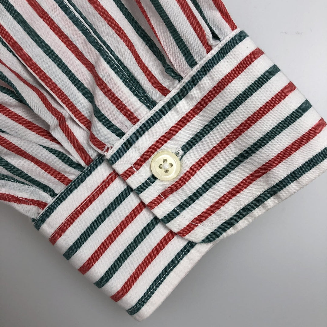 80s-90'S Brooks Brothers Est.1818 Long Sleeve Button-Down Striped Shirt Made in USA Men's Size L Vintage cotton red type reddish brown Vintage Second Hand