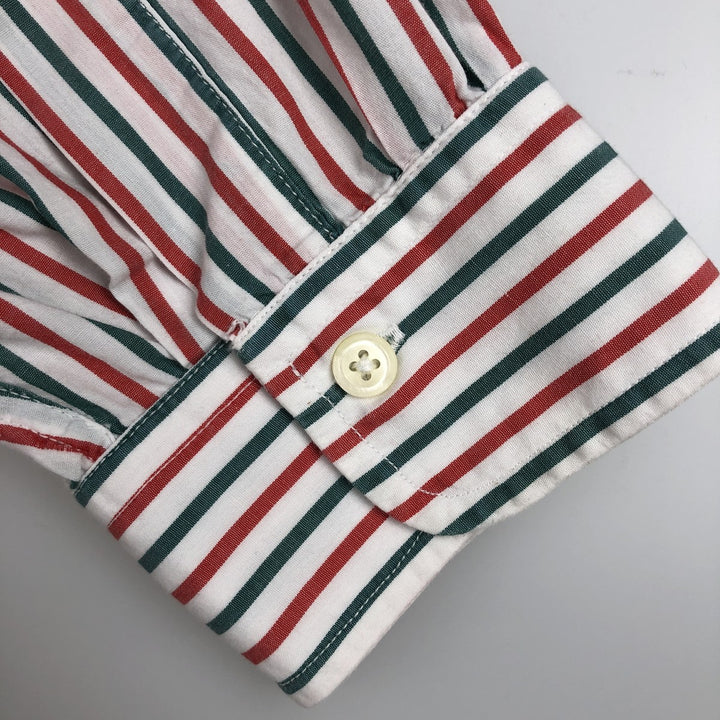 80s-90'S Brooks Brothers Est.1818 Long Sleeve Button-Down Striped Shirt Made in USA Men's Size L Vintage cotton red type reddish brown Vintage Second Hand