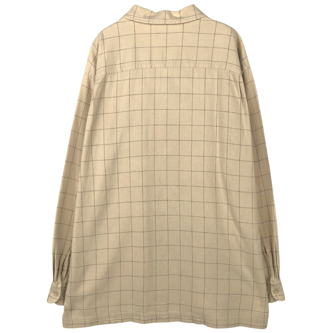 Timberland Open Collar Long Sleeve Cotton Check Shirt, Men's Size XL (approx.) cotton Beige type Vintage Second Hand