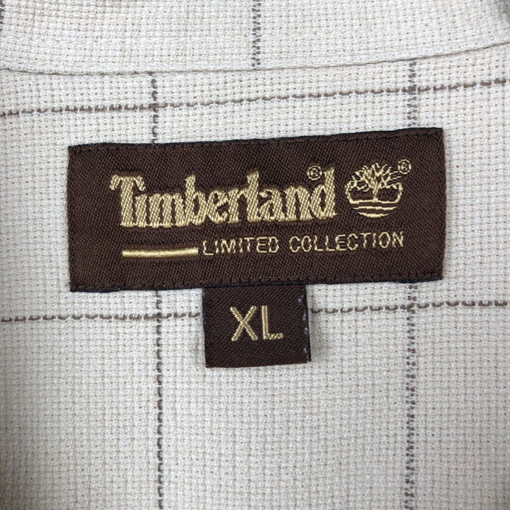 Timberland Open Collar Long Sleeve Cotton Check Shirt, Men's Size XL (approx.) cotton Beige type Vintage Second Hand