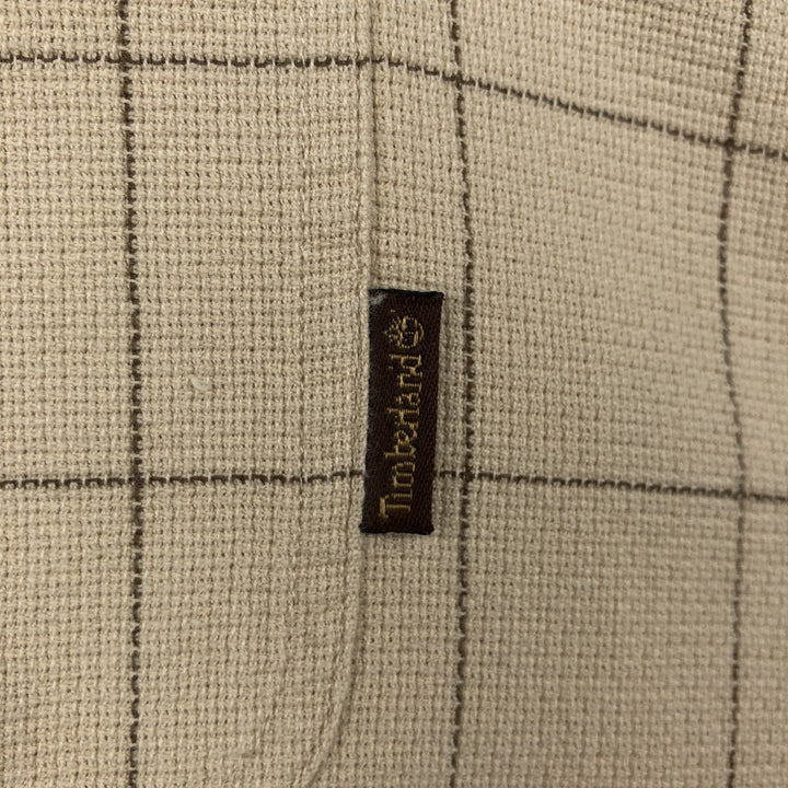Timberland Open Collar Long Sleeve Cotton Check Shirt, Men's Size XL (approx.) cotton Beige type Vintage Second Hand