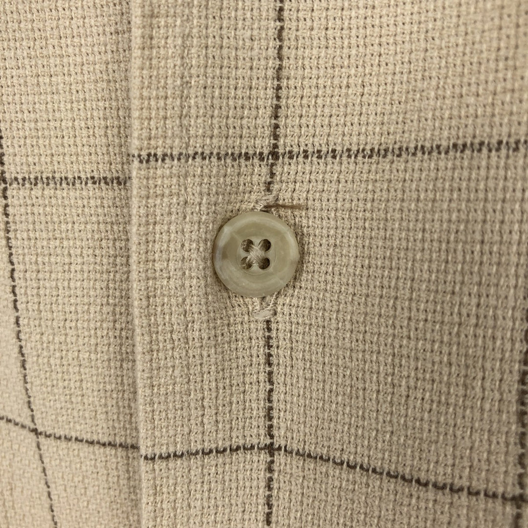 Timberland Open Collar Long Sleeve Cotton Check Shirt, Men's Size XL (approx.) cotton Beige type Vintage Second Hand