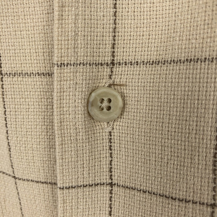 Timberland Open Collar Long Sleeve Cotton Check Shirt, Men's Size XL (approx.) cotton Beige type Vintage Second Hand