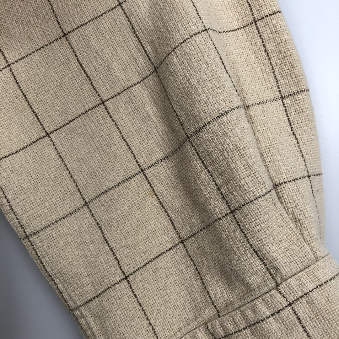Timberland Open Collar Long Sleeve Cotton Check Shirt, Men's Size XL (approx.) cotton Beige type Vintage Second Hand