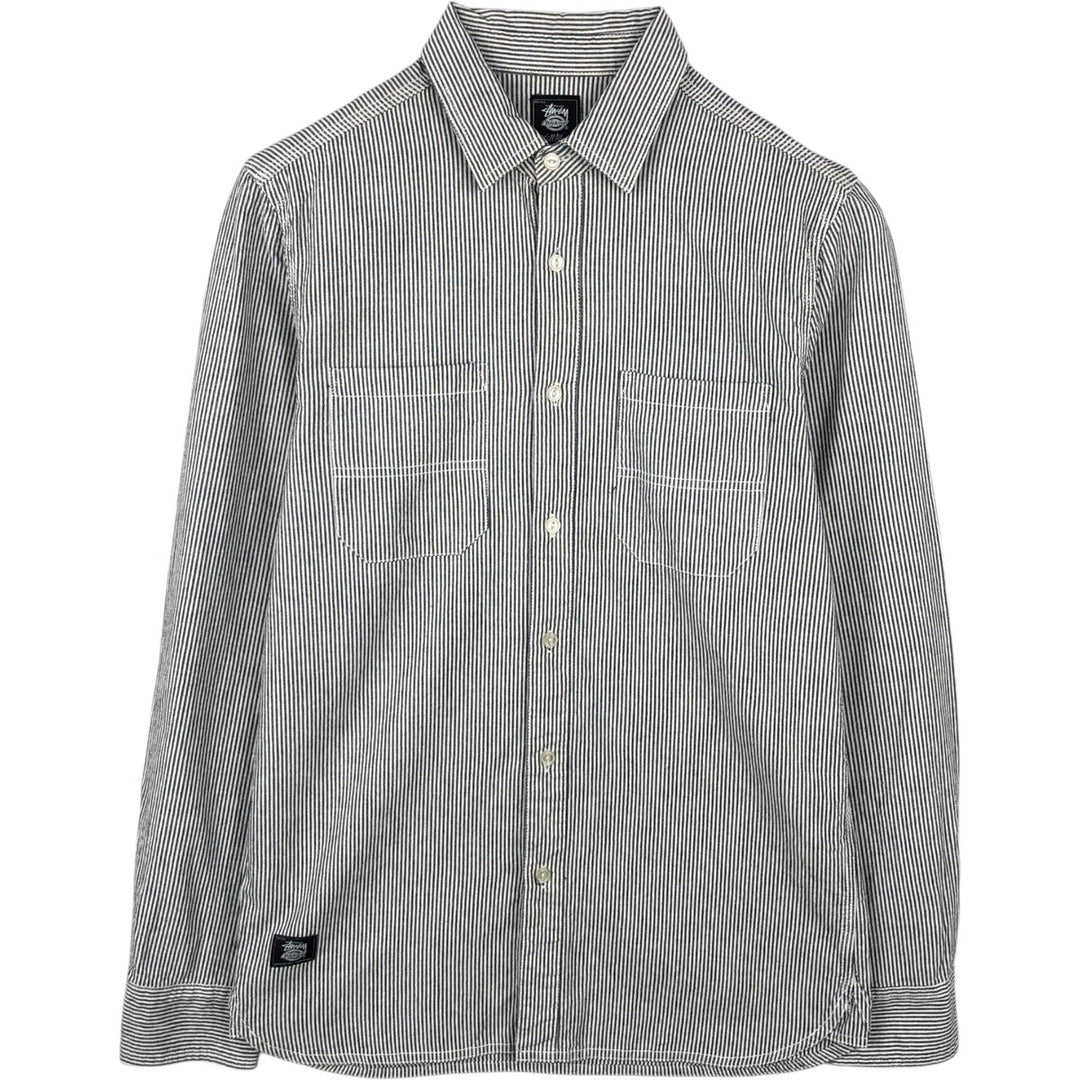 Stussy Dickies Long-Sleeve Cotton Stripe Shirt, Men's Size S (approx.) cotton black type Vintage Second Hand