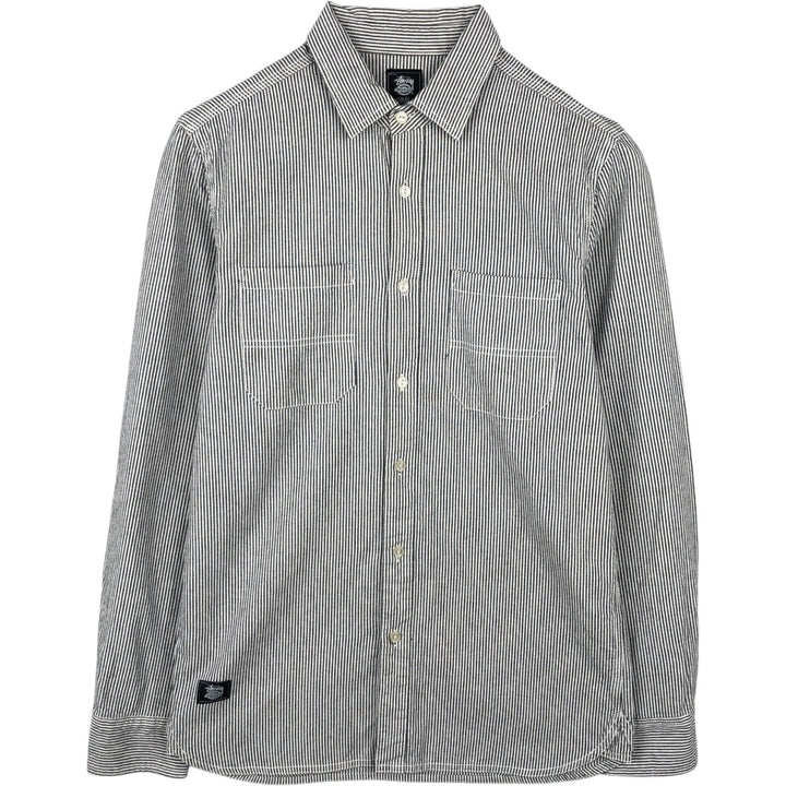Stussy Dickies Long-Sleeve Cotton Stripe Shirt, Men's Size S (approx.) cotton black type Vintage Second Hand