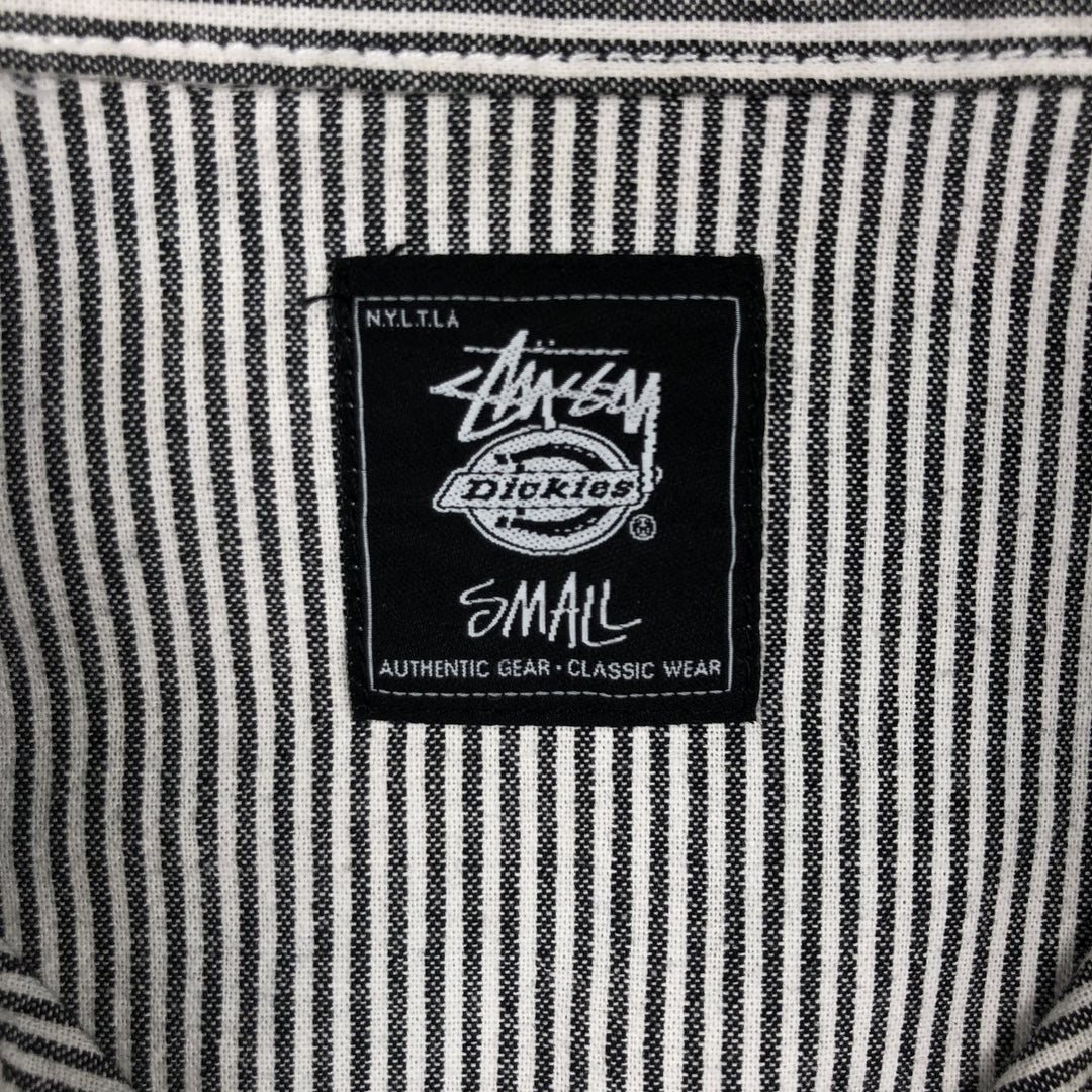 Stussy Dickies Long-Sleeve Cotton Stripe Shirt, Men's Size S (approx.) cotton black type Vintage Second Hand