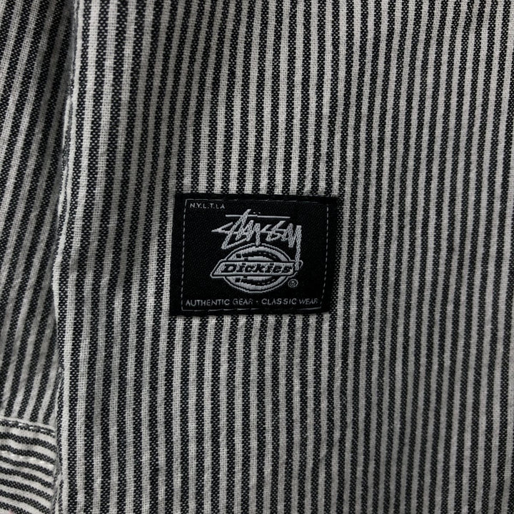 Stussy Dickies Long-Sleeve Cotton Stripe Shirt, Men's Size S (approx.) cotton black type Vintage Second Hand