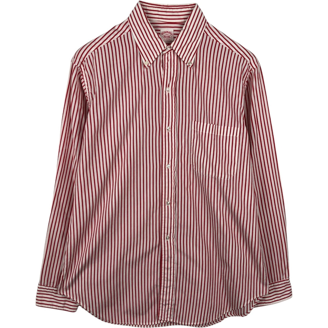 ~1970'S Brooks Brothers Est.1818 Long-Sleeve Button-Down Striped Shirt, Men's Size L (Equivalent), Vintage cotton red type Vintage Second Hand