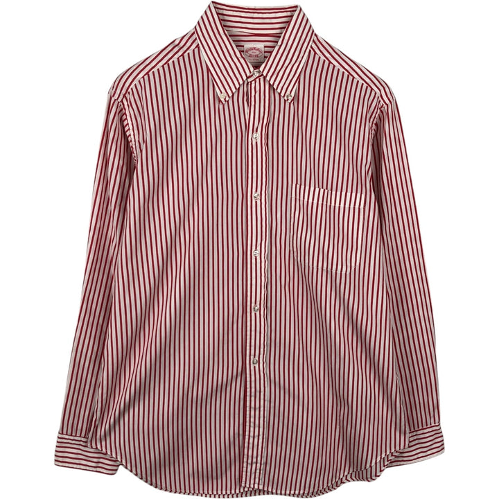 ~1970'S Brooks Brothers Est.1818 Long-Sleeve Button-Down Striped Shirt, Men's Size L (Equivalent), Vintage cotton red type Vintage Second Hand