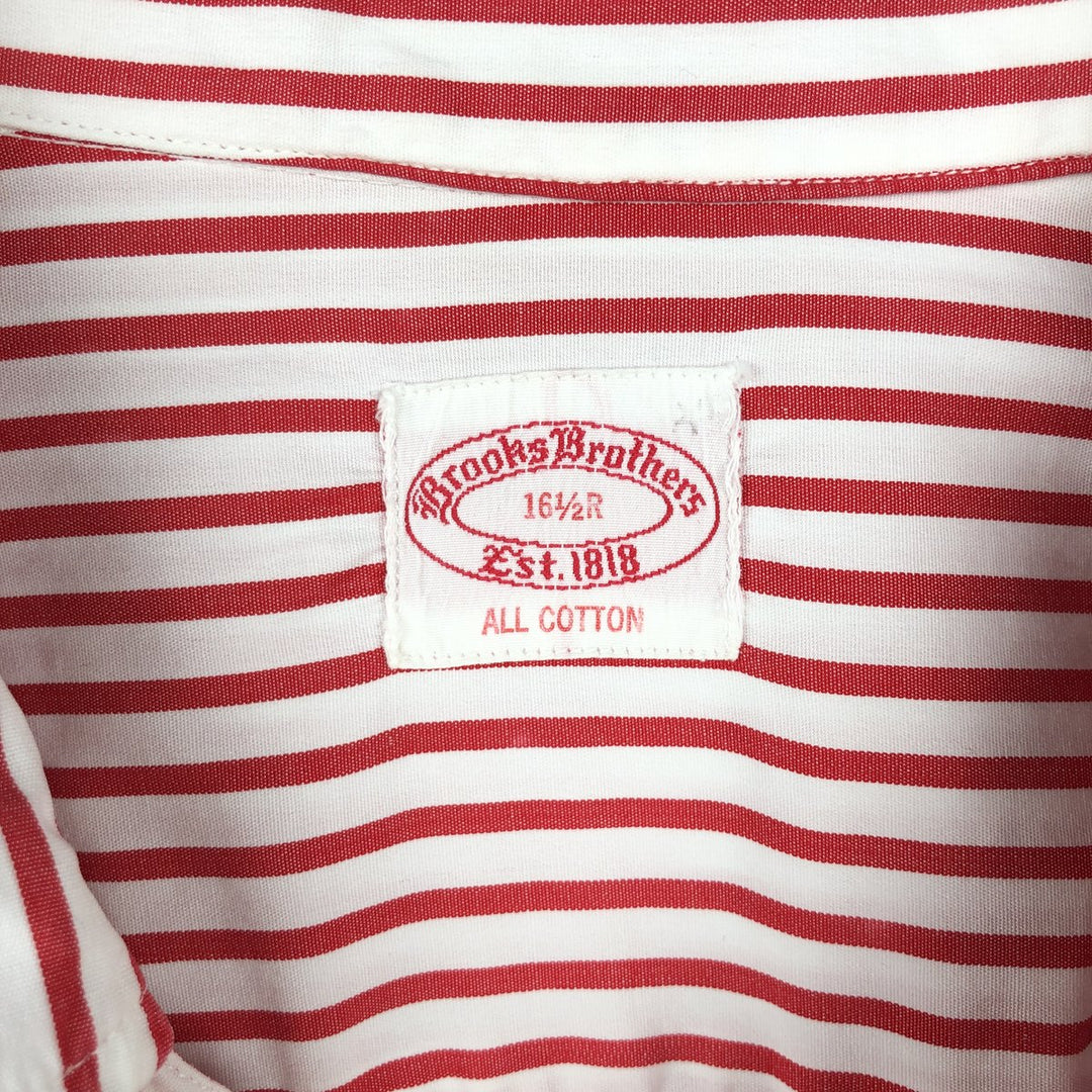~1970'S Brooks Brothers Est.1818 Long-Sleeve Button-Down Striped Shirt, Men's Size L (Equivalent), Vintage cotton red type Vintage Second Hand