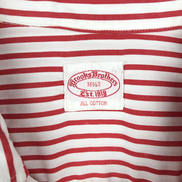 ~1970'S Brooks Brothers Est.1818 Long-Sleeve Button-Down Striped Shirt, Men's Size L (Equivalent), Vintage cotton red type Vintage Second Hand