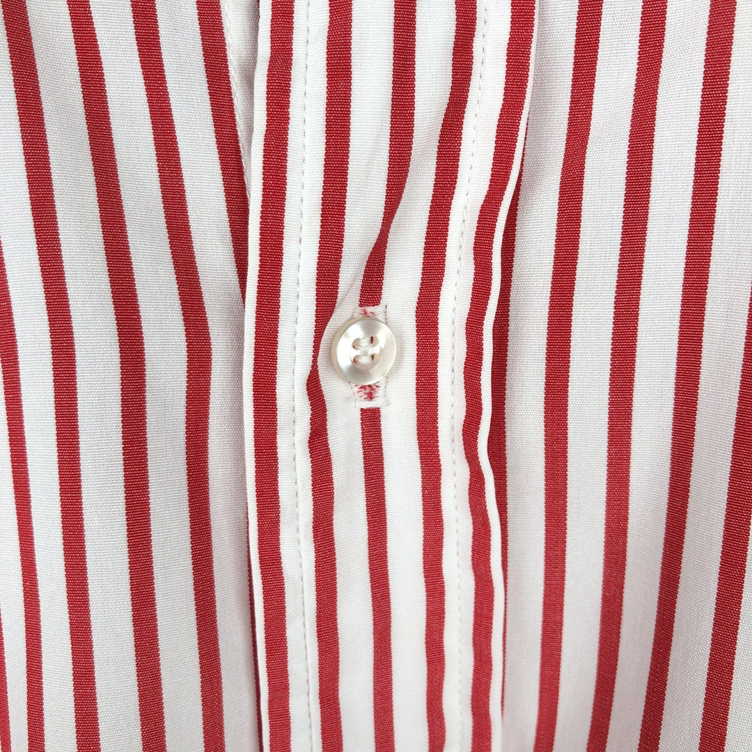 ~1970'S Brooks Brothers Est.1818 Long-Sleeve Button-Down Striped Shirt, Men's Size L (Equivalent), Vintage cotton red type Vintage Second Hand